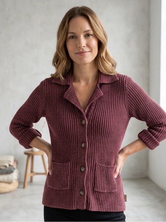 Woolrich Sweaters - Woolrich women's weathered cabernet ribbed knit button-up cardigan